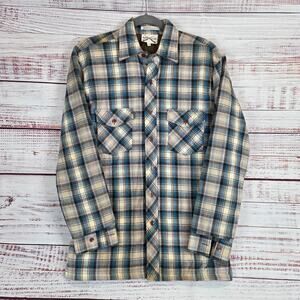 Vtg Hunting Club Mens Quilted Buffalo Plaid Flannel Shacket S Altered Cuffs 80's